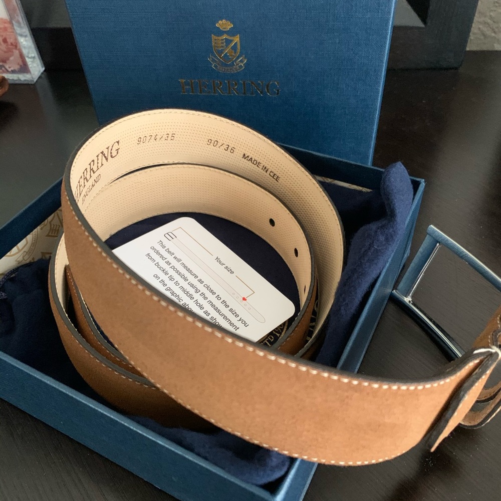 Herring Caserta Snuff Suede Belt